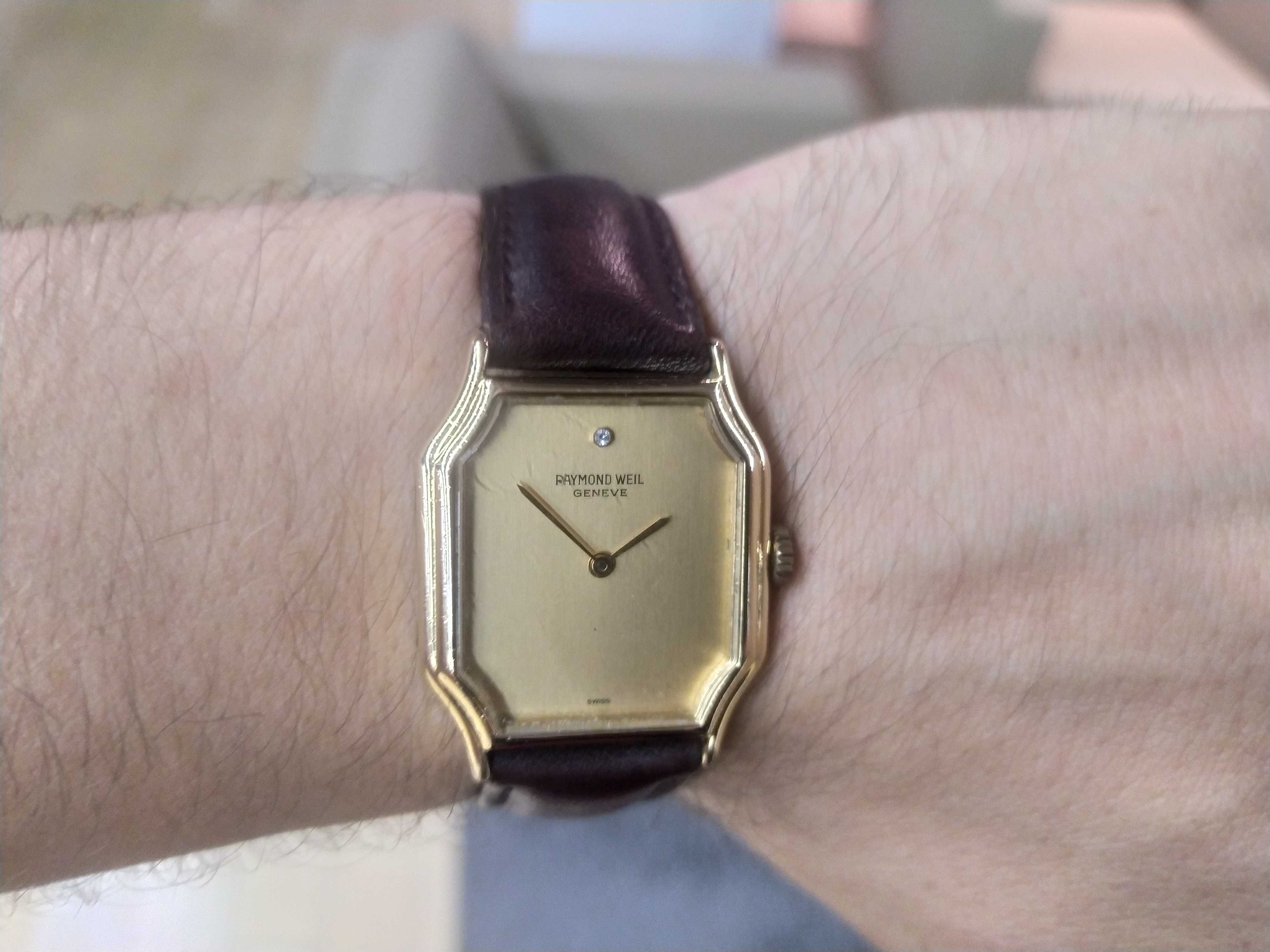 Piękny zegarek Raymond Weil Gold Gansterska Kostka Mechaniczny Swiss