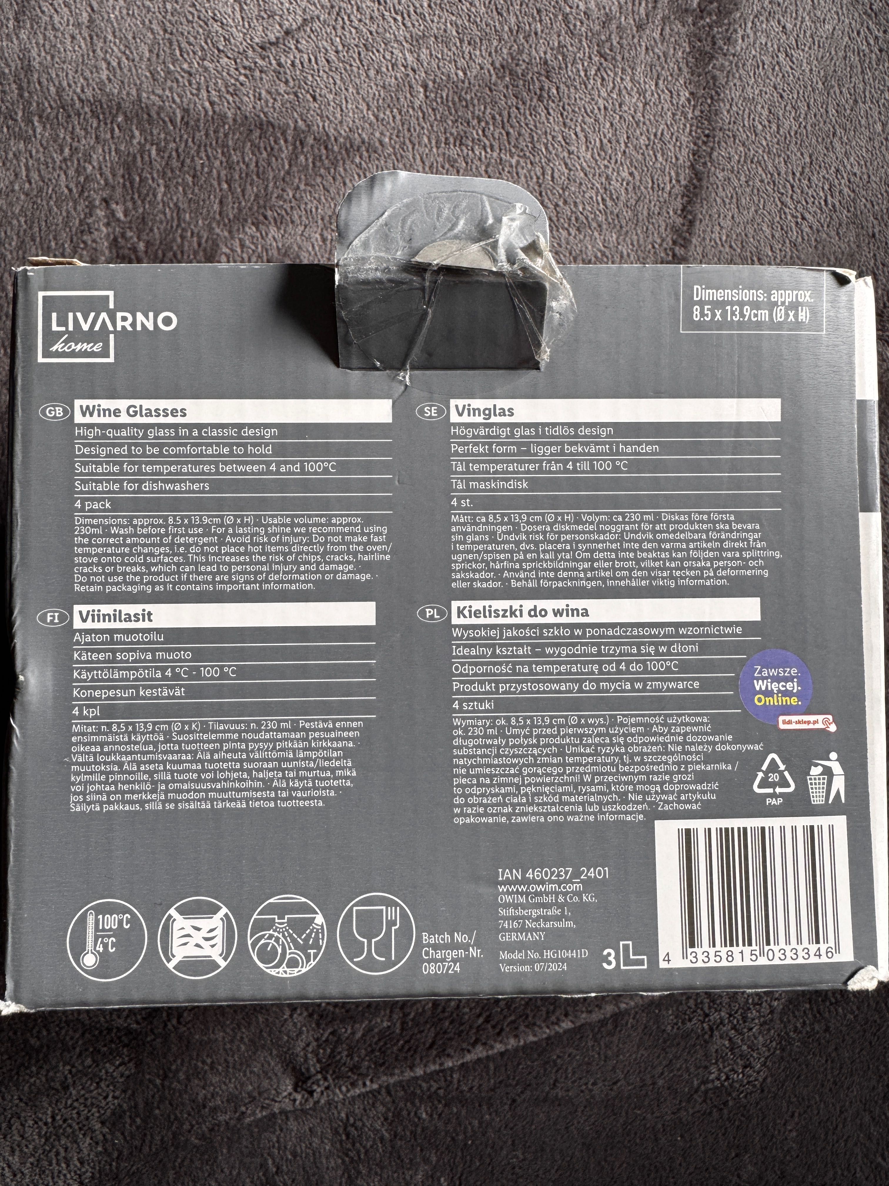Nowe kieliszki do wina 4 szt. - Livarno home