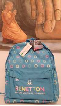 Mochila BENETTON (31 x 40 x 4 cm - Azul)