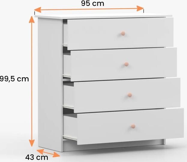 Komoda biała 4 szuflady
