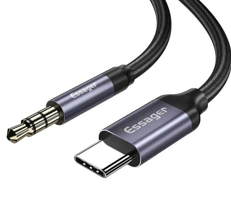Przejściówka USB-C do Jack 3,5mm Przewód 1m Kabel Adapter Tel. + Radio