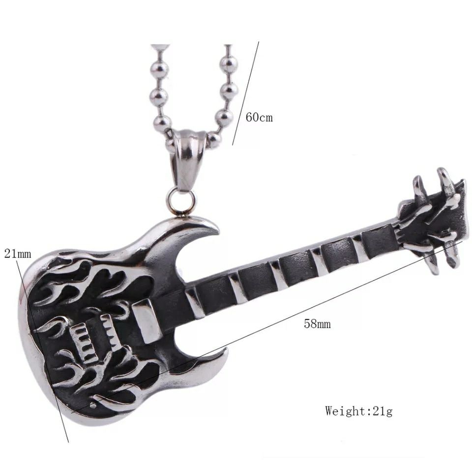 Wisiorek gitara FENDER i GIBSON z chirurgiczna 316L łańcuszek info opi