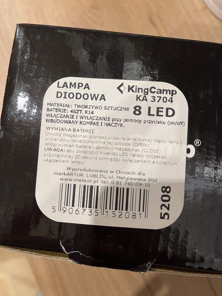 Lampka diodowa LED kempingowa na baterie kompas