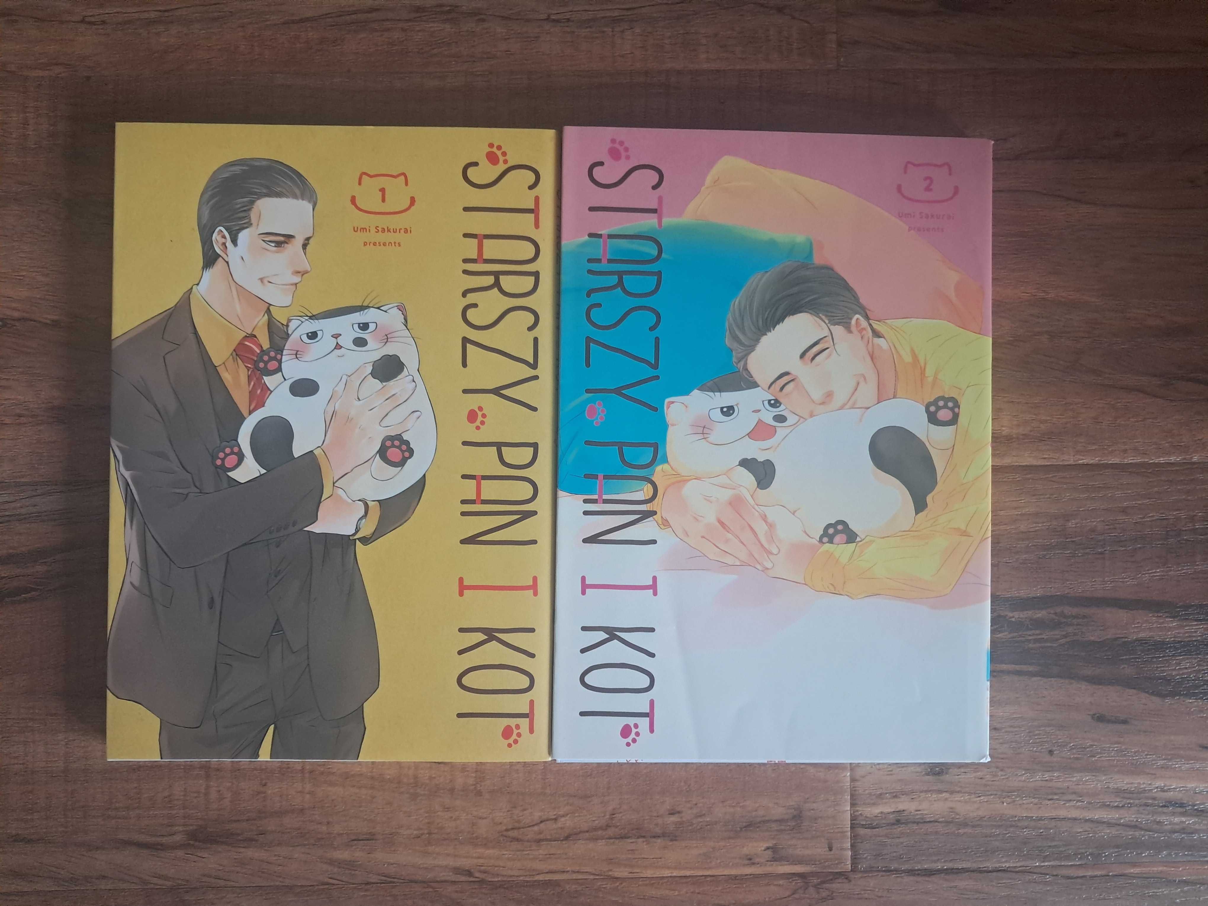 zestaw 2 książeczek manga "starszy pan i kot" stan bdb