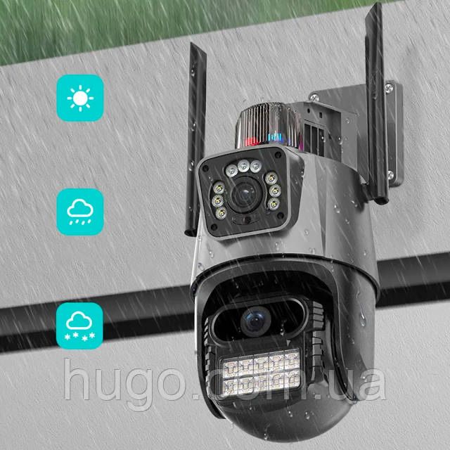 Вулична охоронна WIFI камера відеоспостереження Dual Lens 8MP
