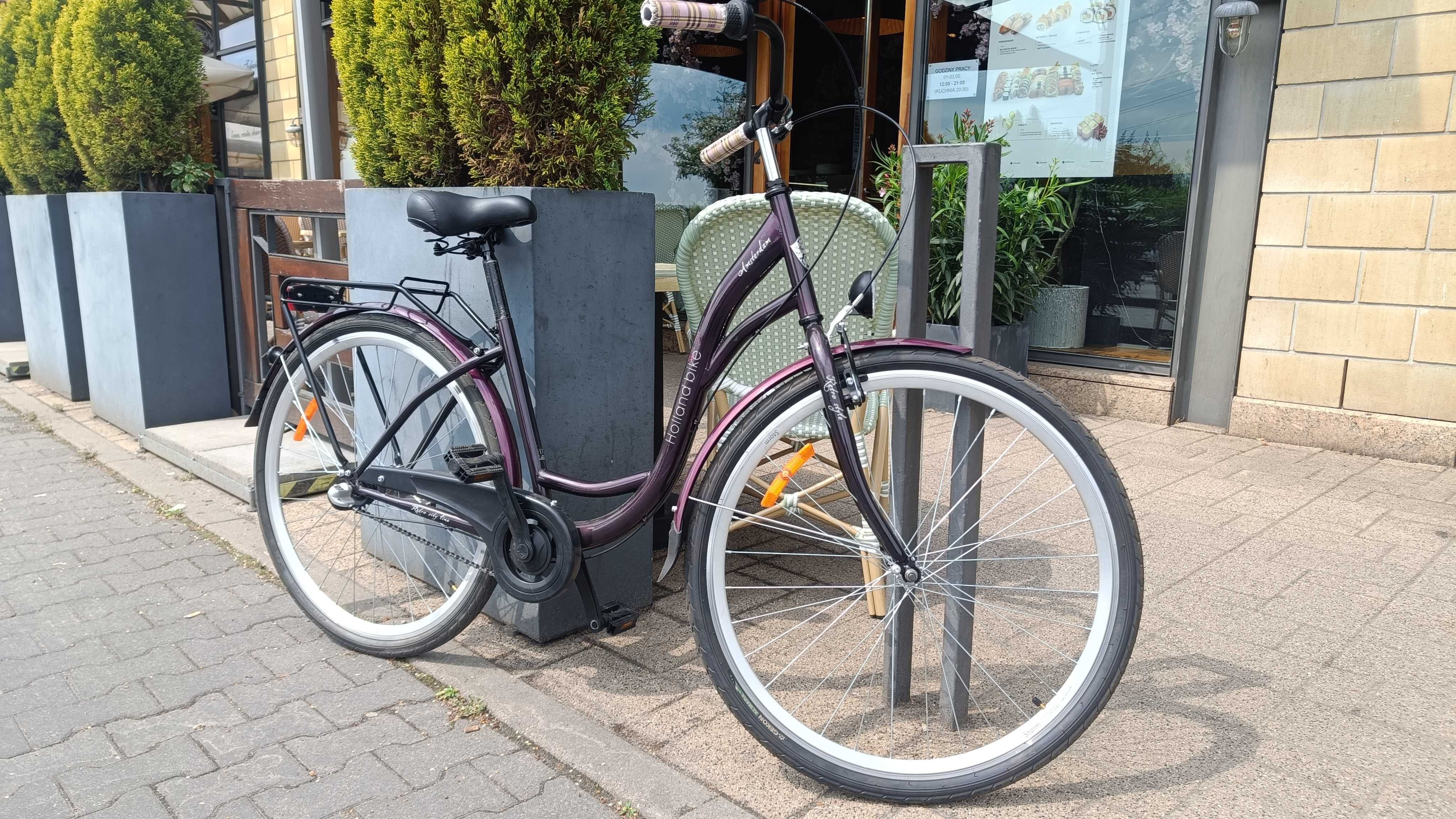 Rower damski AMSTERDAM 26″ 3S (damka, śliwka/fioletowy, 3 przerzutki).