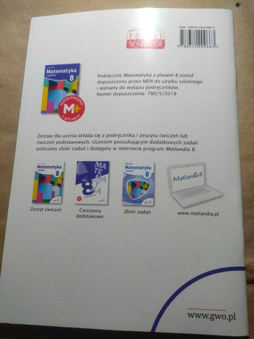 GWO matematyka 8, 2 ćwiczenia, czyste, nieużywane+częściowo uzupełnion