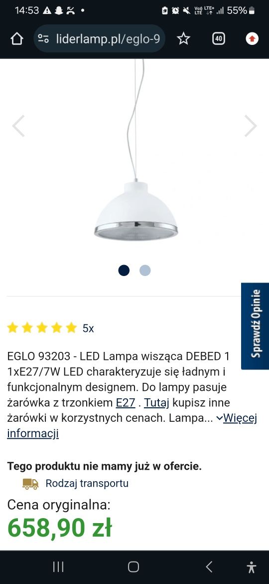 Lampa wisząca EGLO 93203