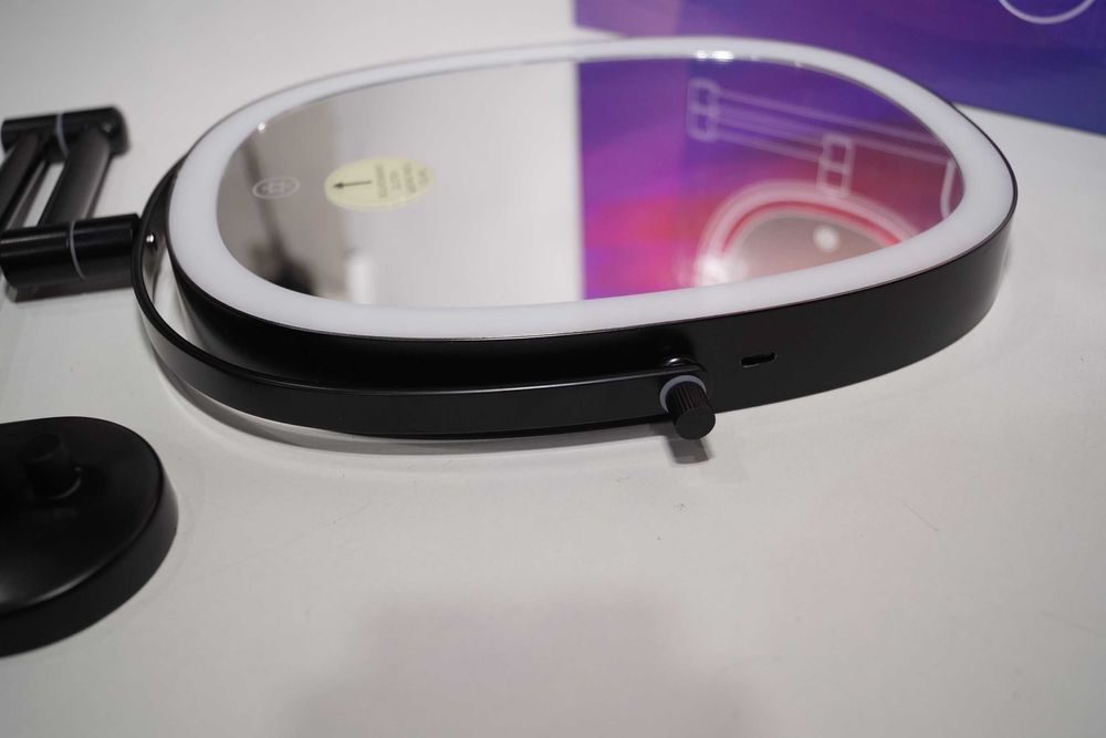 Czarne lustro ścienne 360 stopni LED z powiększeniem 7x