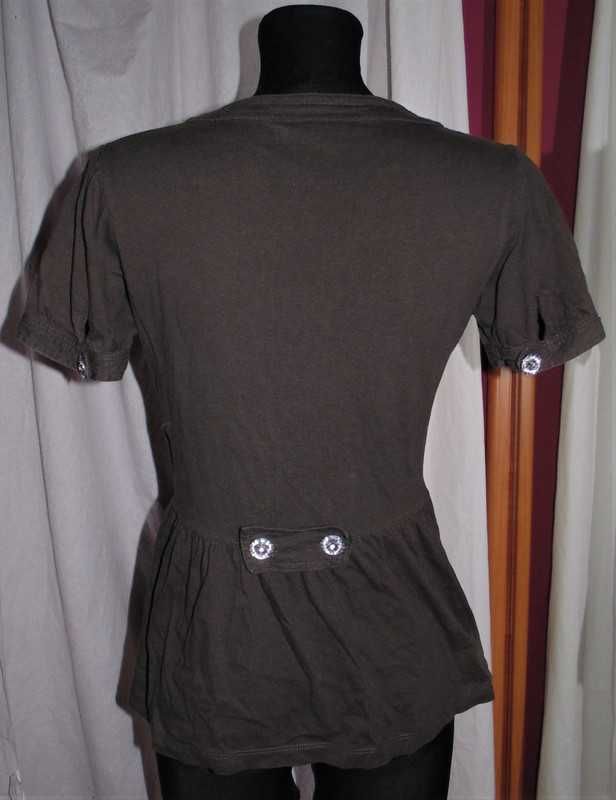 Brązowa bluzka baskinka 158 ozdobne guziki 100% bawełna retro vintage