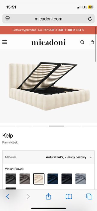 Nowe Łóżko sypialnia 180x200 Kelp micadoni w sklepie 5000zl