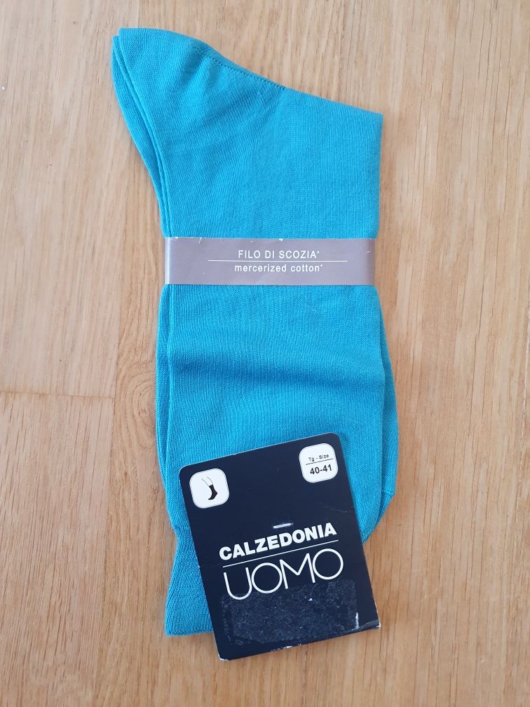 Skarpety męskie Calzedonia nowe bawełniane niebieskie azzurro oceano 4