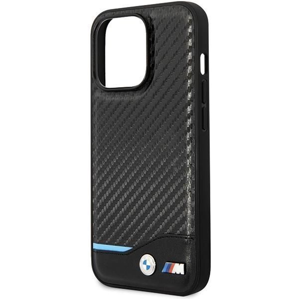 Etui BMW Leather Carbon do iPhone 13 Pro/13 - Czarne, Skórzane