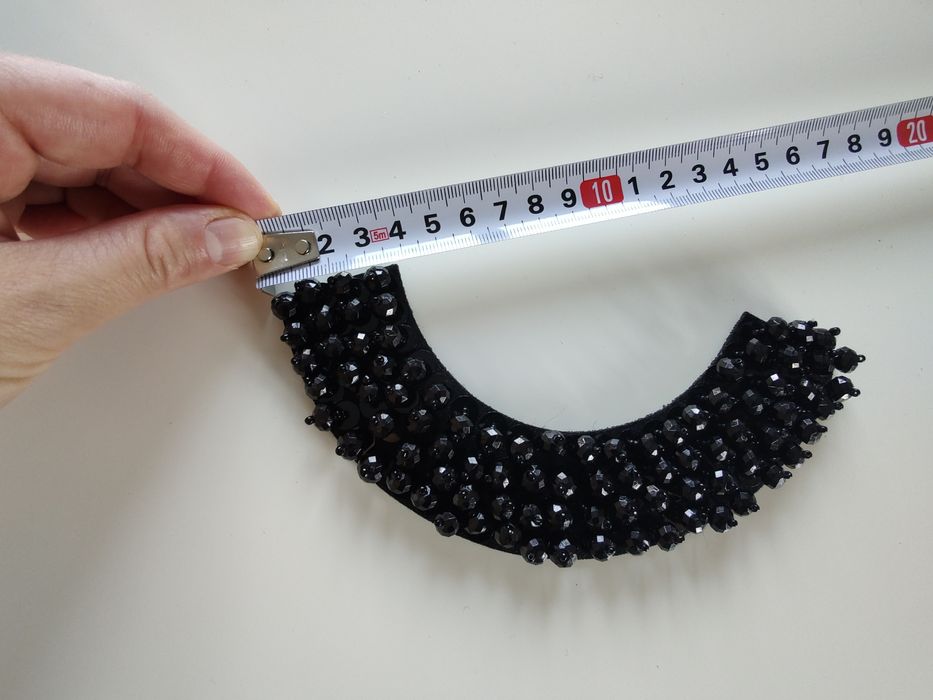 Kołnierzyk, naszyjnik koraliki wstawka dekoltowa czarna