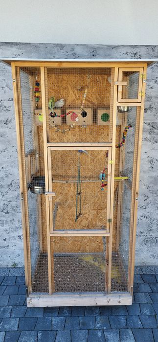 Woliera klatka + papugi faliste + wyposażenie