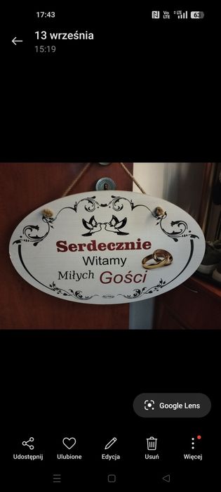 Witacz weselny z obrączkami