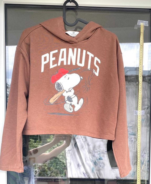 Krótka bluza H&M Snoopy brązowa z kapturem rozm 146-152, 10-12 lat