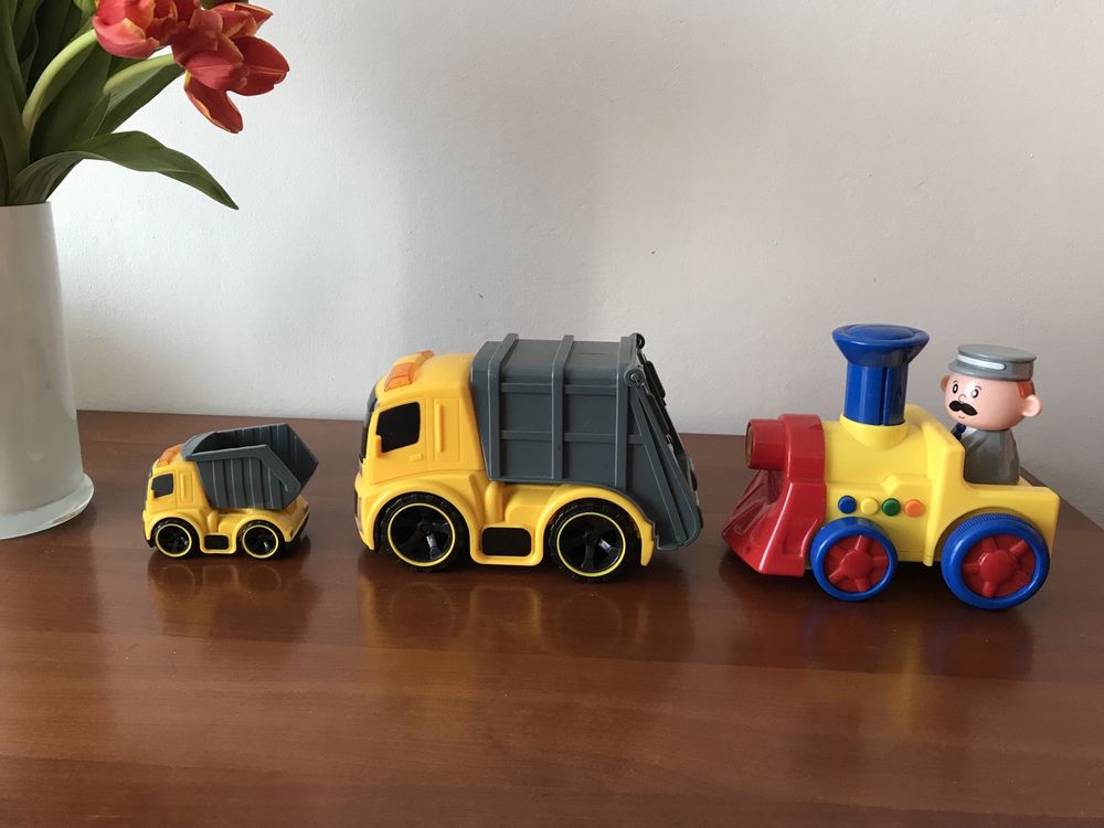Zabawki dla chłopca 2 3 4 lata śmieciarka lokomotywa grająca wywrotka