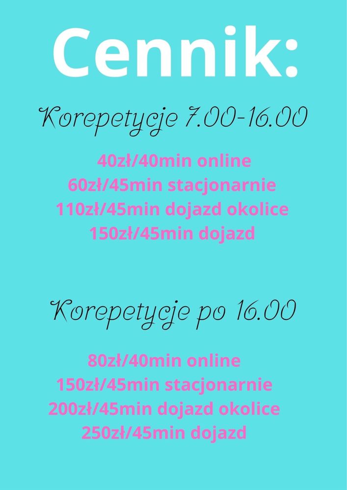Korepetycje fizyka chemia biologia język polski języki obce