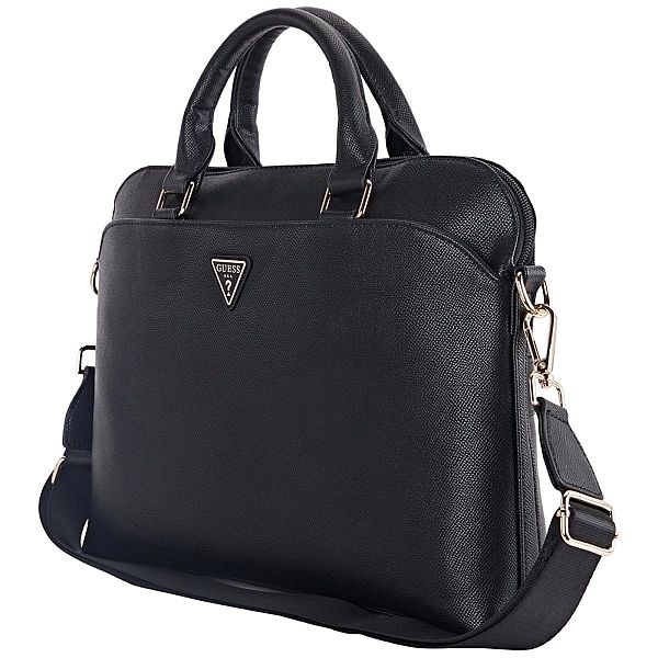 Torba Guess Grained Zipper Pocket Triangle Logo na laptopa 15" - czarn