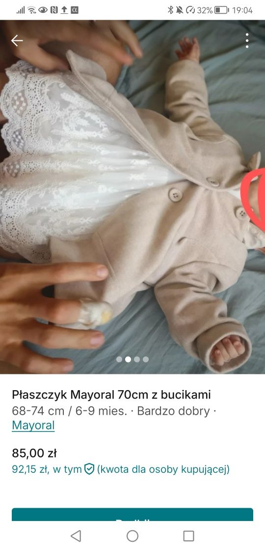 Płaszczyk na chrzciny Mayoral