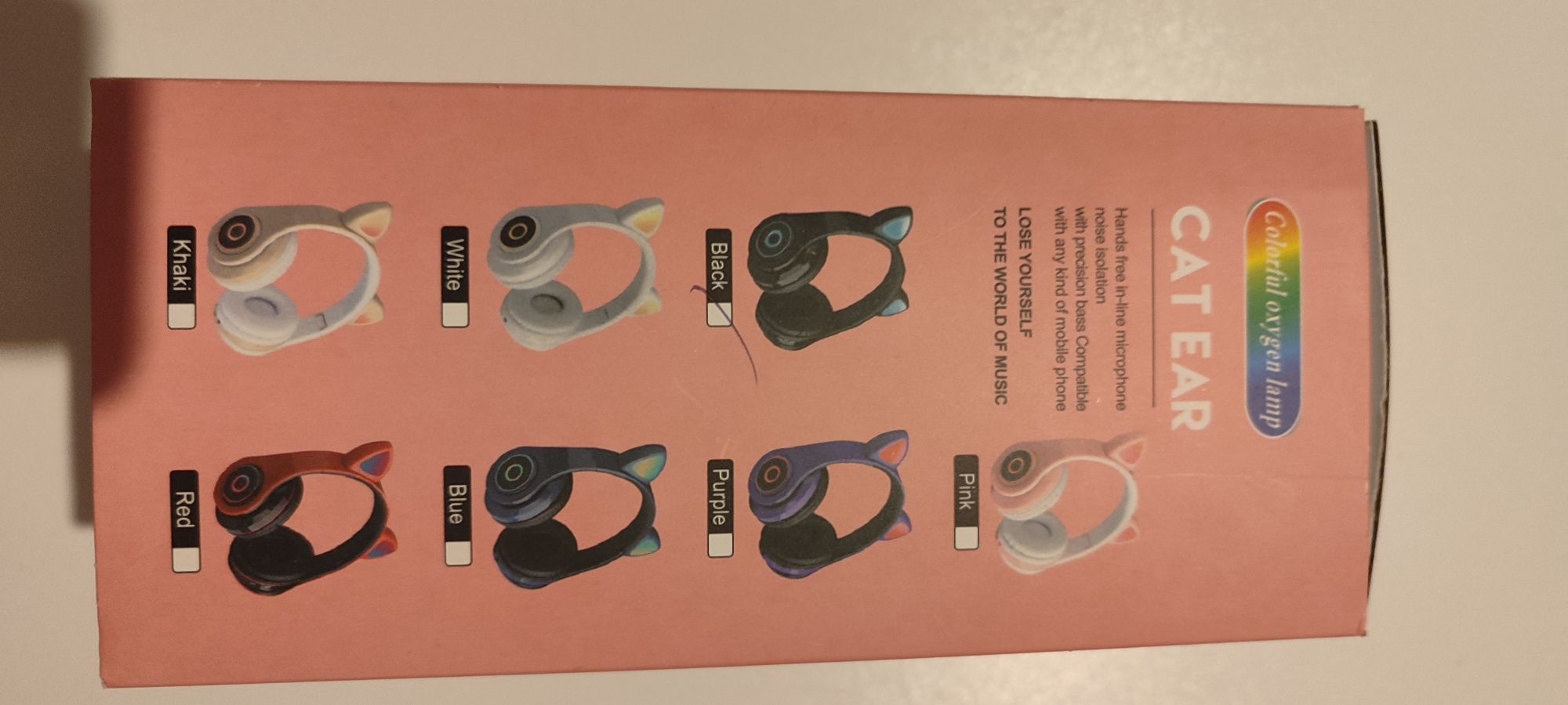 Bezprzewodowe nauszne słuchawki kocie bluetooth czarne led