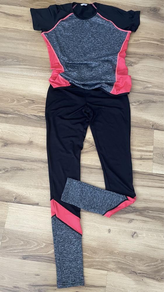 Komplet sportowy leginsy bluzka z krótkim rękawkiem XS 34 S 36