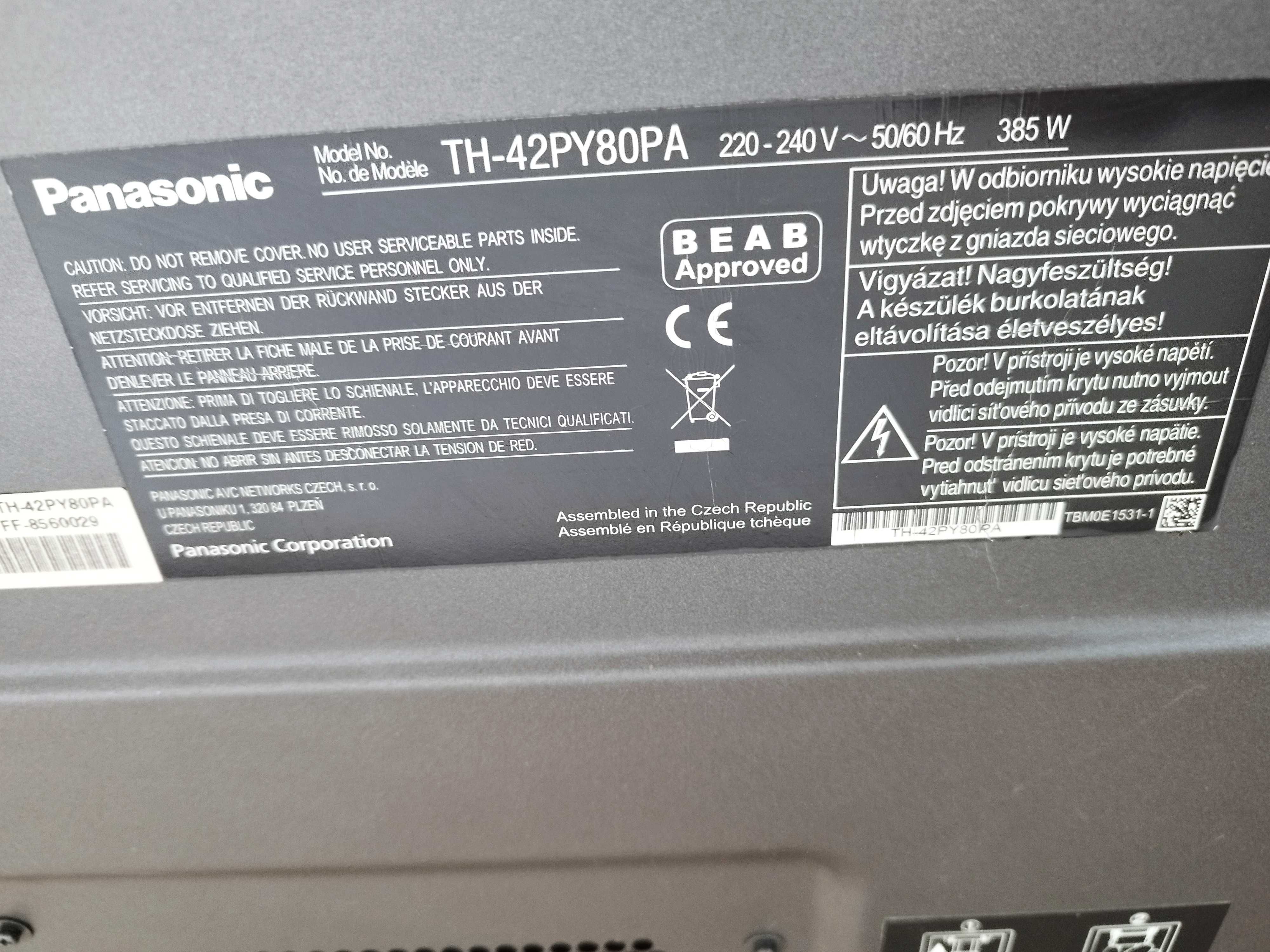 Telewizor plazmowy Panasonic Viera 42" TH-42PY80PA