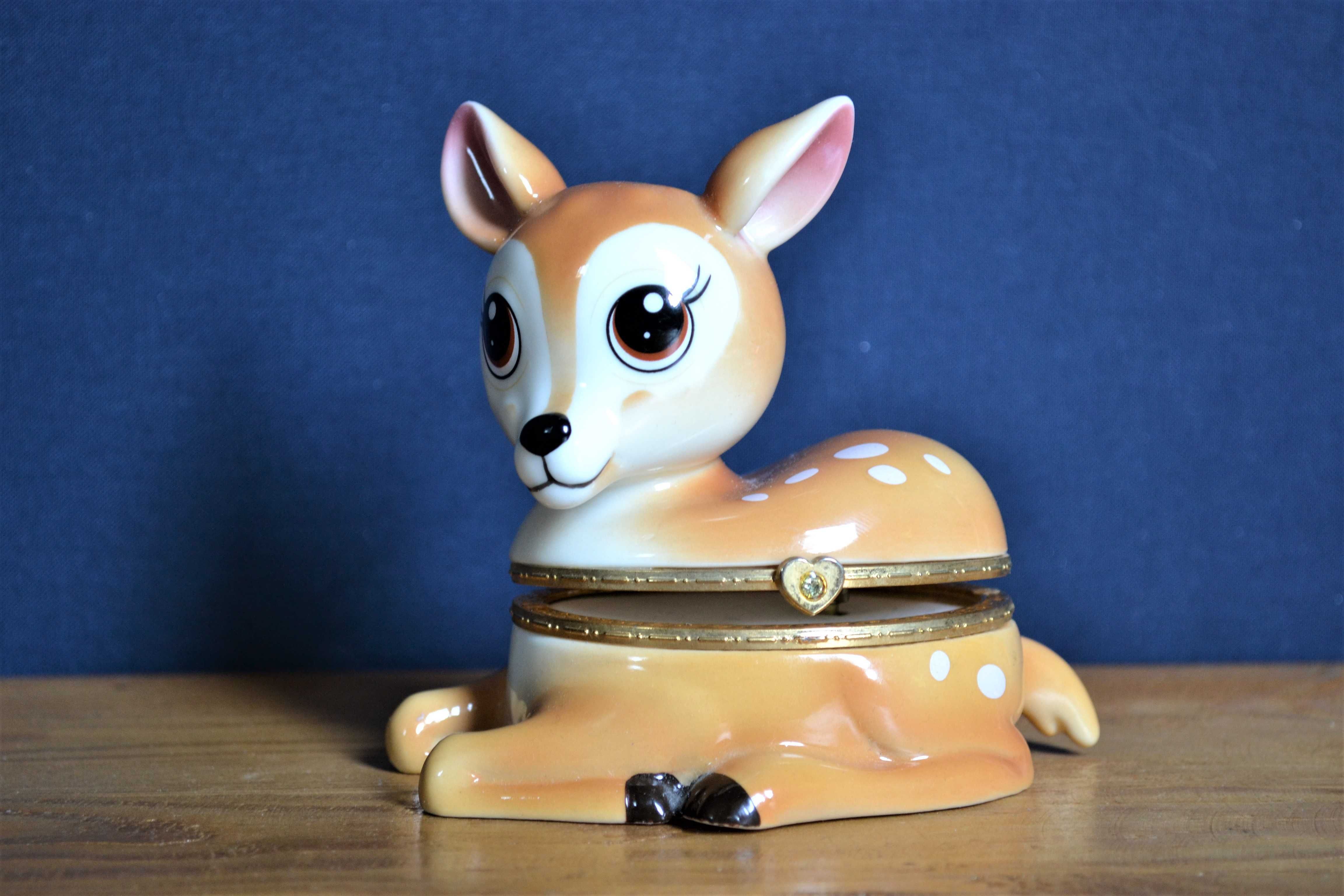 Figurka porcelanowa pozytywka Sarenka, jelonek, Bambi- Limoges