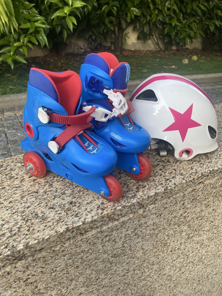 Patins em linha e capacete crianca