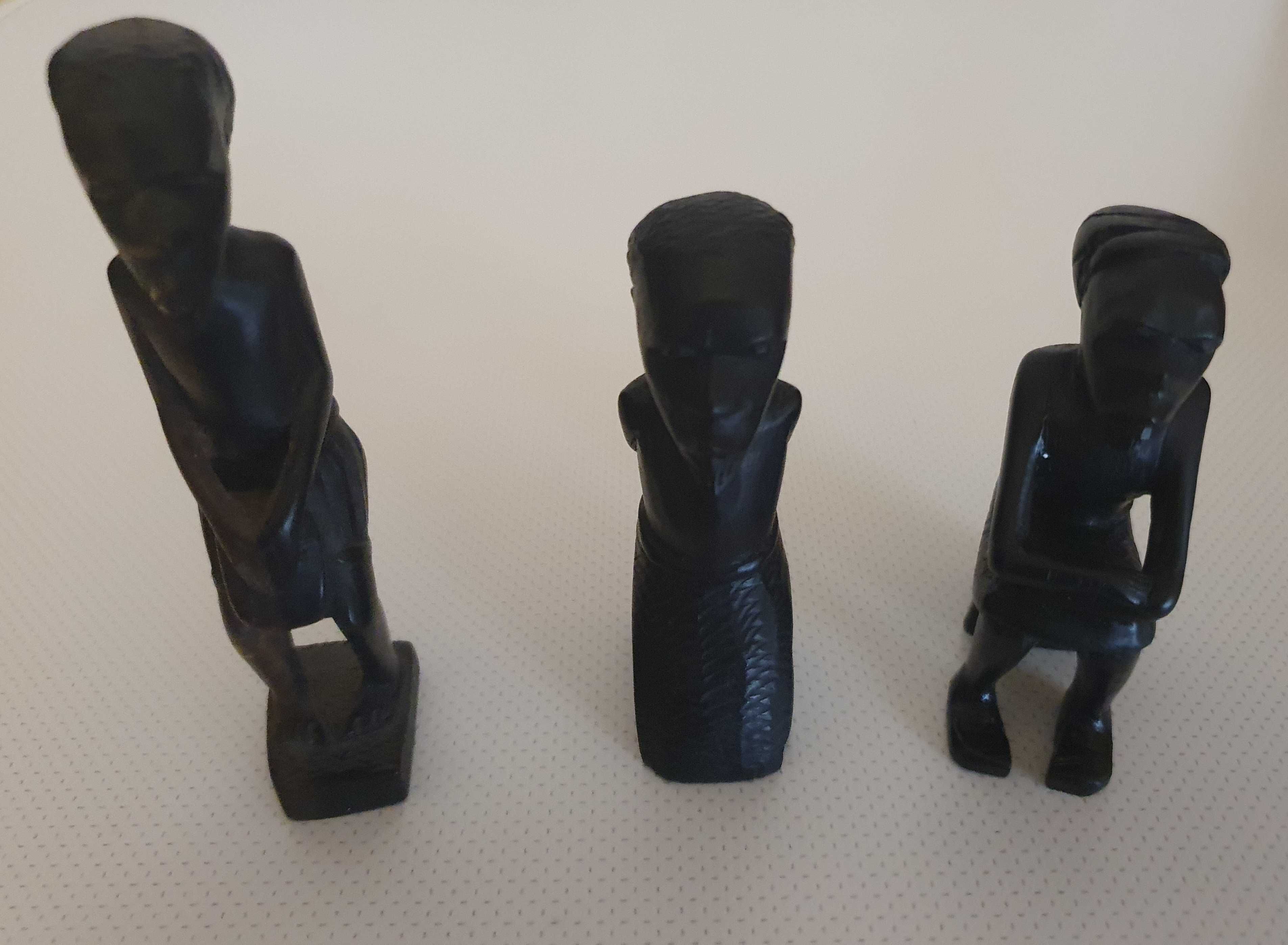 Arte Africana - 3 Figuras de Artesanato em pau preto - Anos 80