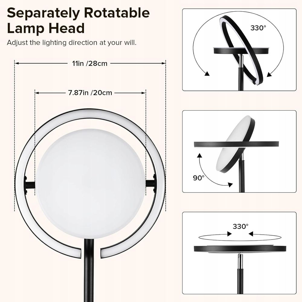 Lampa podłogowa, nowoczesna lampa z obrotowym pierścieniem zewnętrznym