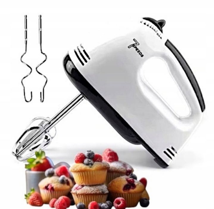 Mikser  Ręczny  Kuchenny 7 Prędkości + 4 Końcówki  180w