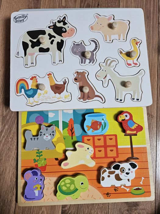 Drewniane układanki ze zwierzętami