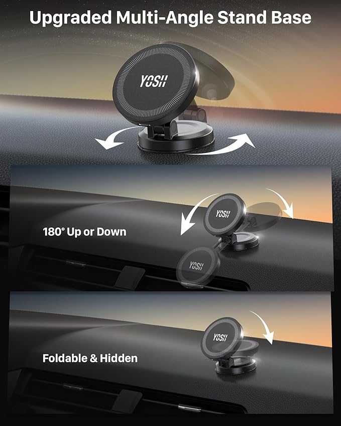 YOSH Mag-Safe bezprzewodowa ładowarka samochodowa do iPhone'a 15 W,
