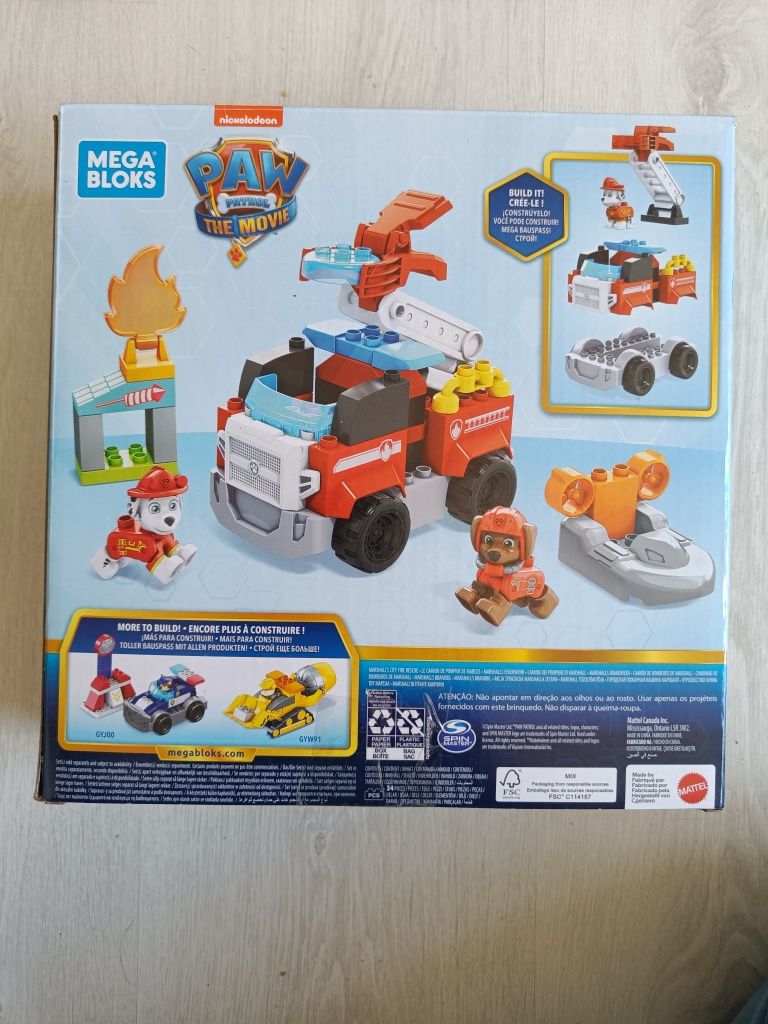 Mega Blocks klocki Psi Patrol wóz strażacki Marshall Zuma GYJ01