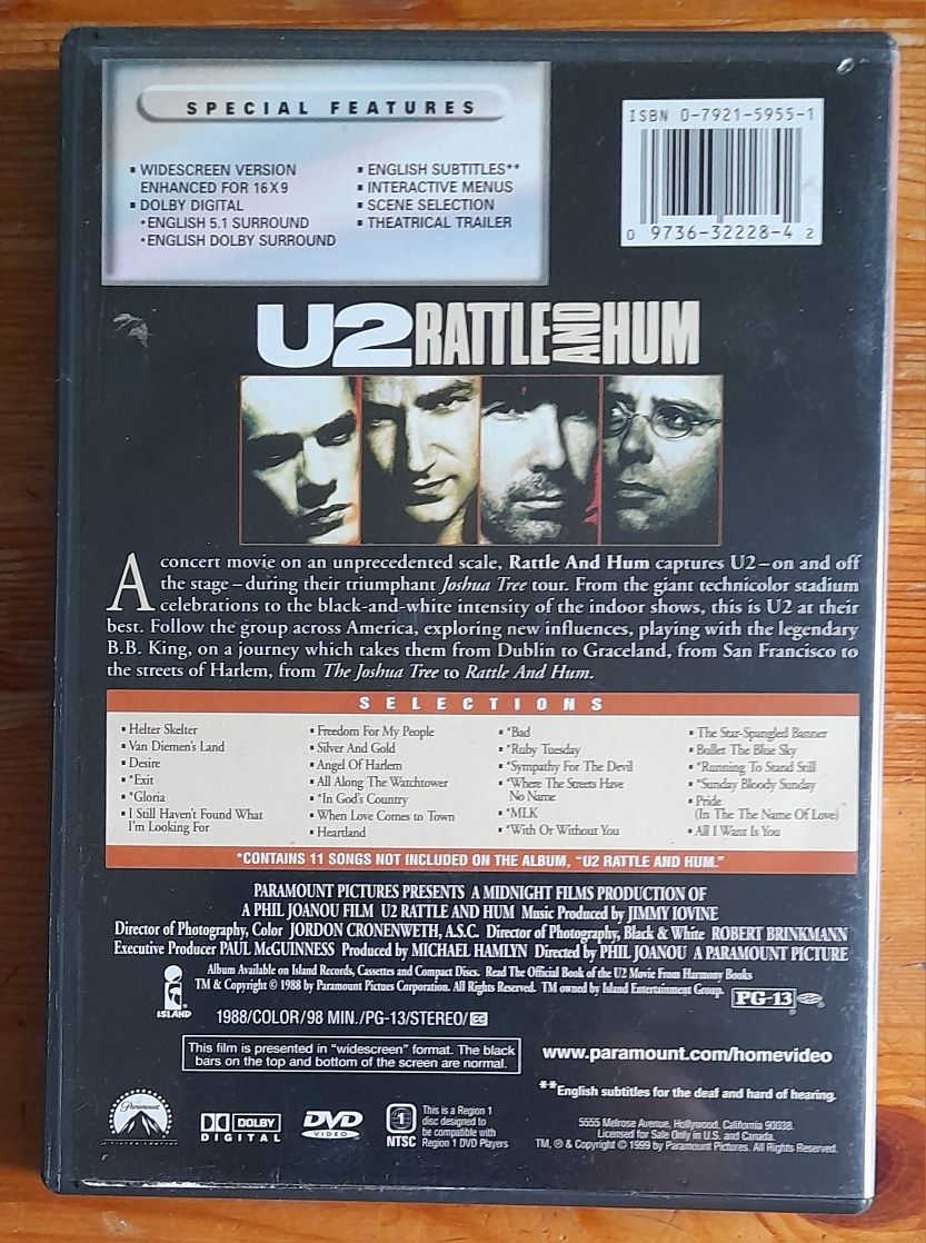 U2 DVD The Joshua Three & Rattle and Hum