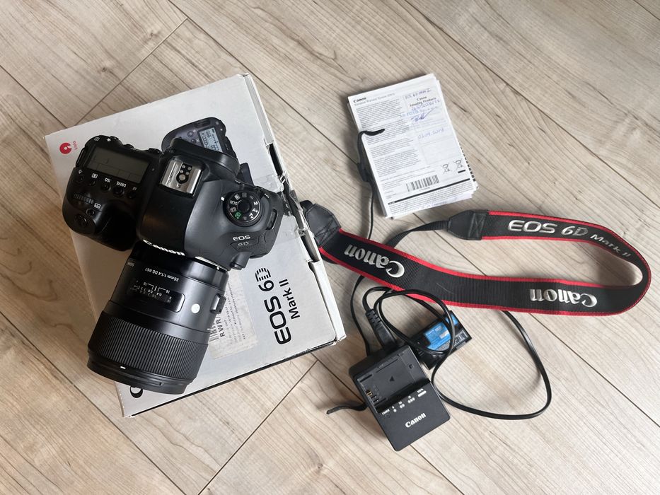 Aparat Canon 6D mark II 44000 zdjęć i obiektyw Sigma 35mm 1.4 DG