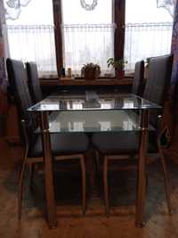 Stół do jadalni szklany z 4 krzesłami