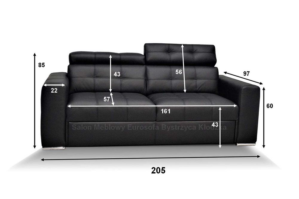 Kanapa 3os z funkcją spania + fotel włoska skóra naturalna