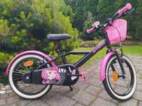 Czarno różowy rowerek dla dziewczynki Btwin 500 Spy Hero koła 16” cali