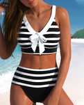 strój kąpielowy bikini czarno biały wysoki stan M/38 NOWY