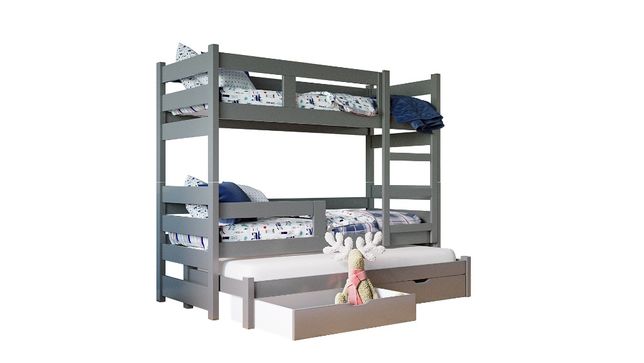 Łóżko piętrowe NOEMI 3 z wysuwanym spaniem + materace w zestawie