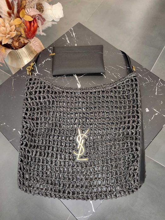Сумка Saint Laurent Oxalis Crochet Raffia Bag Black