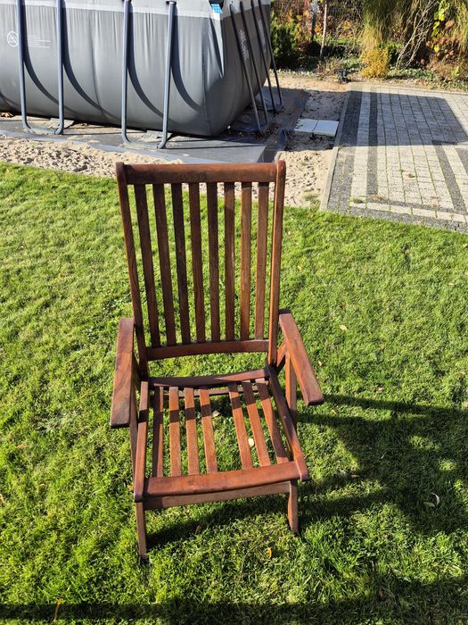 Krzesła Fotele ogrodowe drewniane, rozkładane cena za 3 sztuki