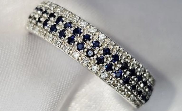#каблучка#золото585# белое# размер 16,5#сапфир#бриллиант#