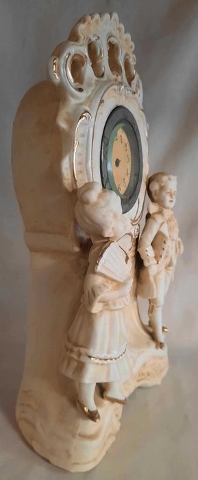 Piękny Zegar Kominkowy Secesja Porcelit