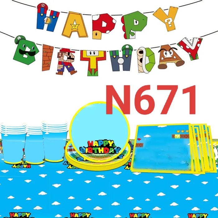 Zestaw urodzinowy dekoracje urodzinowe super Mario Bros M671