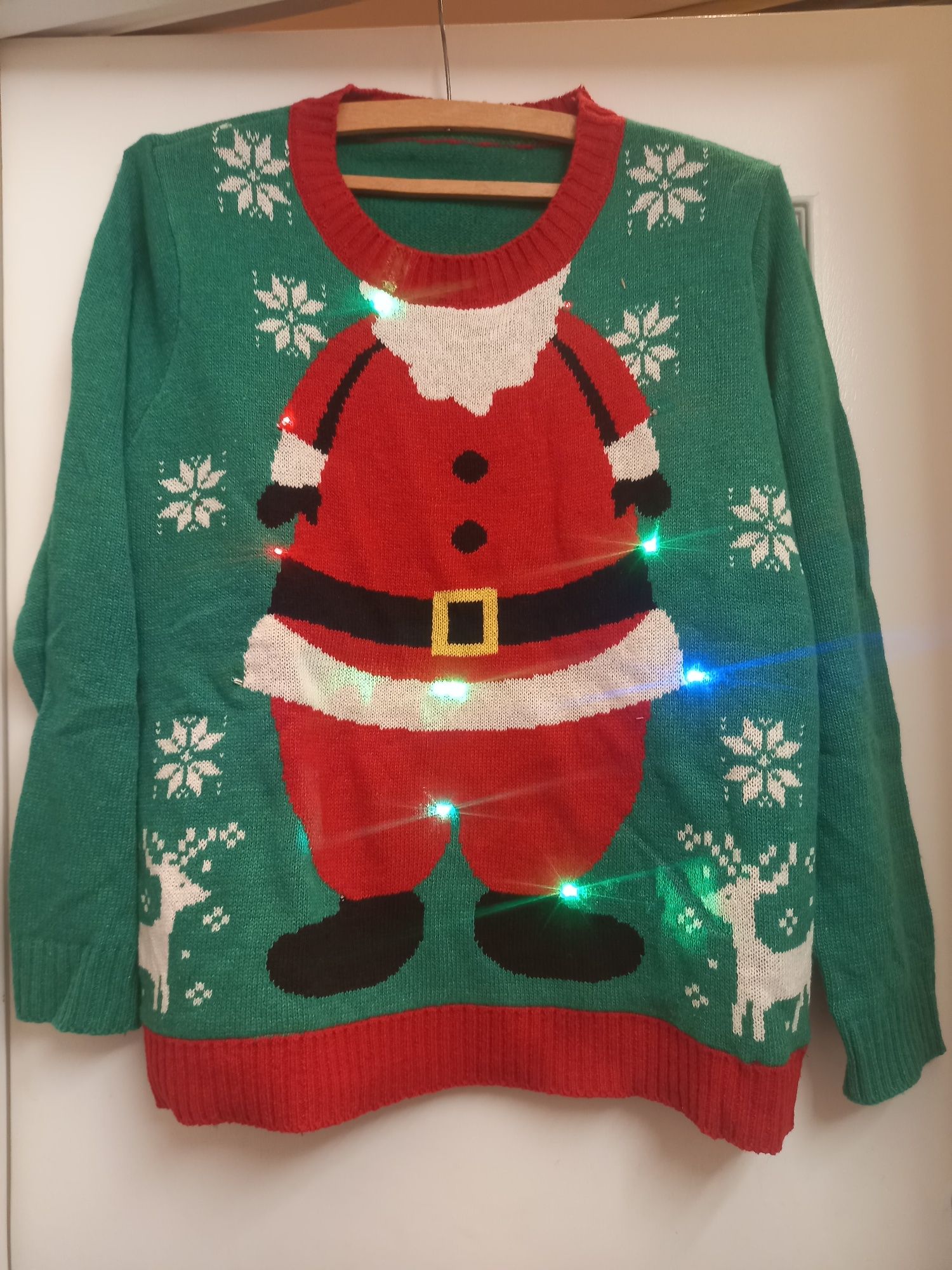 Świecący sweter świąteczny Mikołaj L Boże narodzenie hit