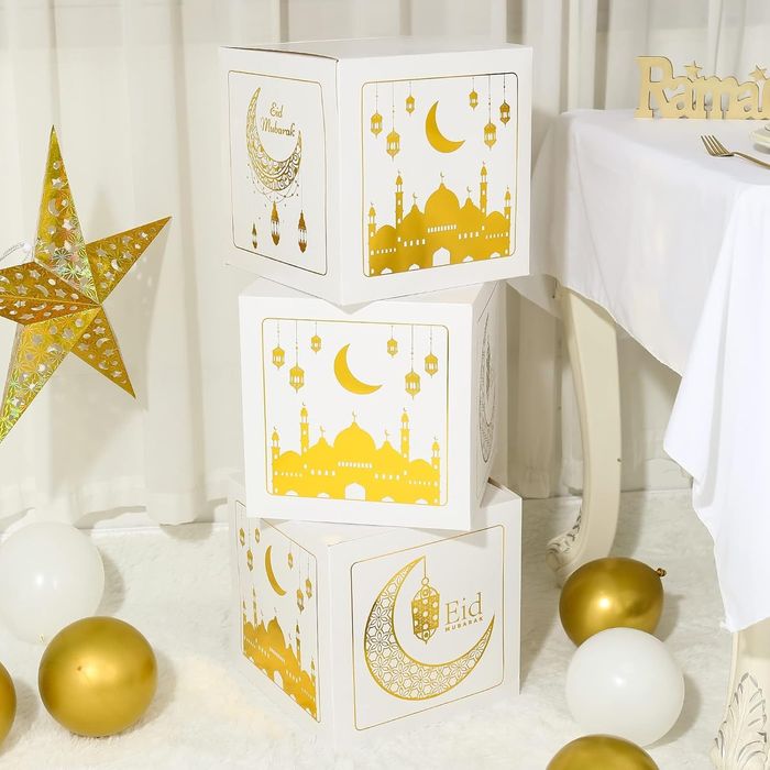 Trzy Częściowe Pudełka z Nadrukowanymi Literami EID Dekoracja Ramadan